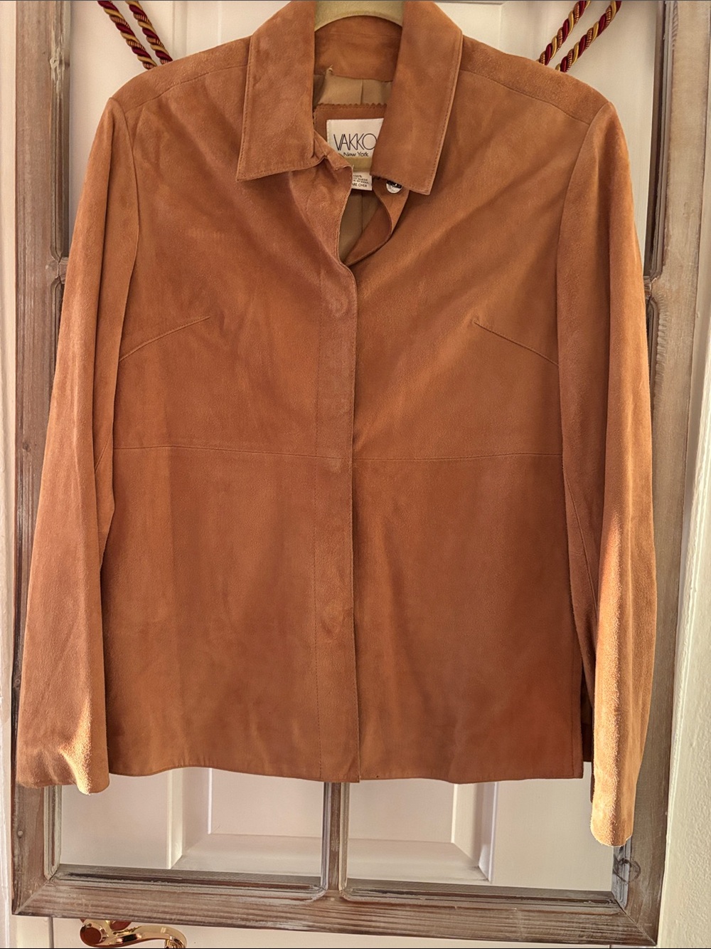 Vakko Suede Jacket in Camel Brown